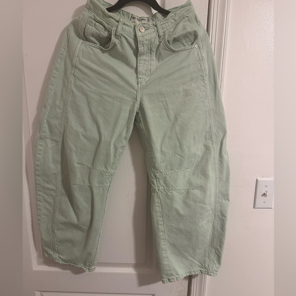 We The Free Mint Green Barrel Jeans